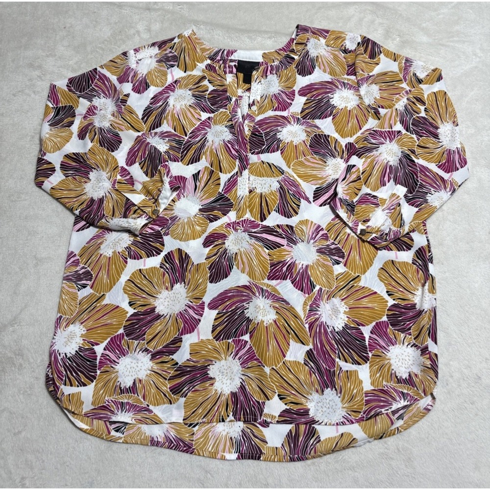 JM Collection Top Women's Size Large Floral Multicolor 3/4 Sleeve